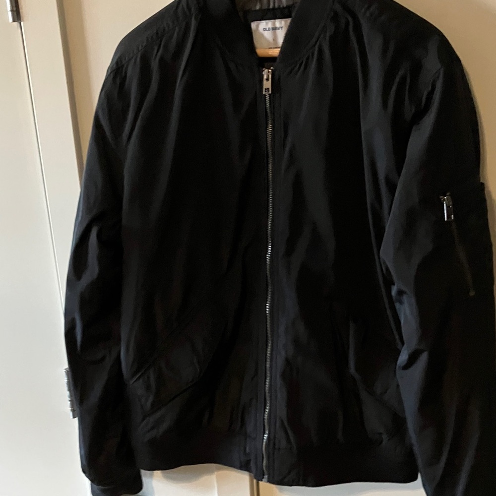 Old Navy Jet Black Varsity Bomber Jacket